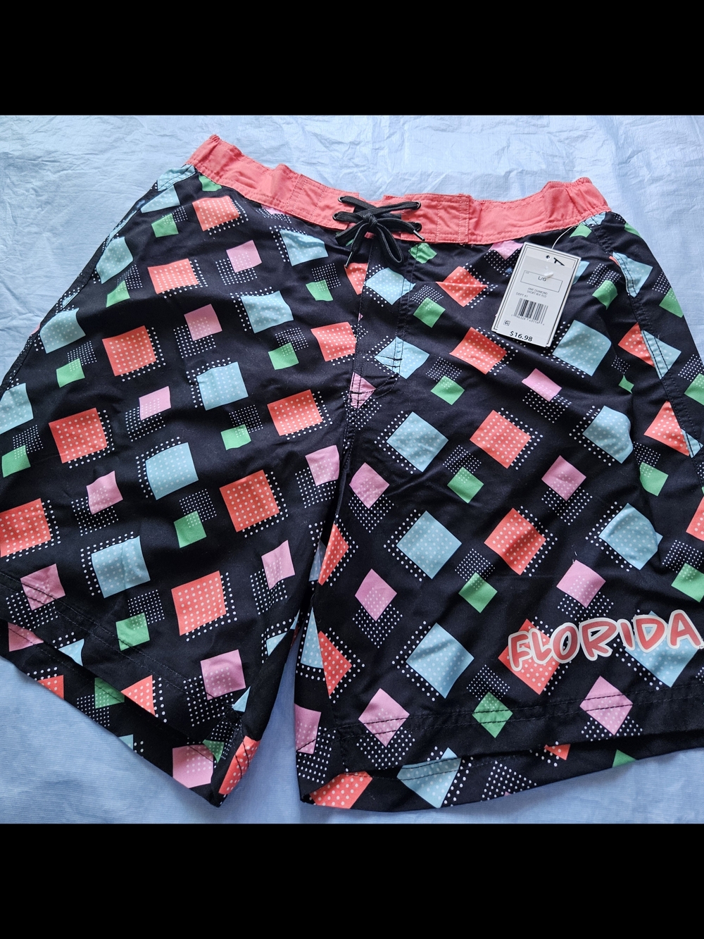 Florida Black Geometric Men’s Swim Trunks